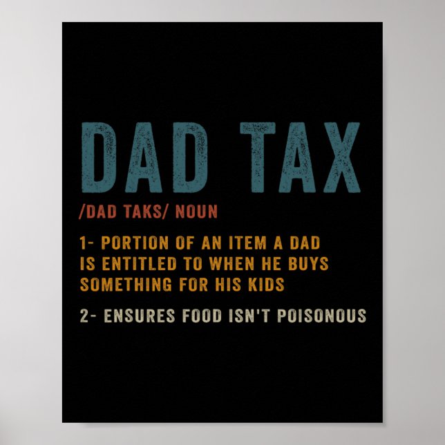 Poster Pai Tax Definition Men Funny Dia de os pais (Frente)