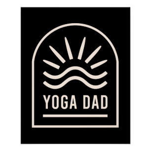 Pôster Pai Yoga retro vintage preto