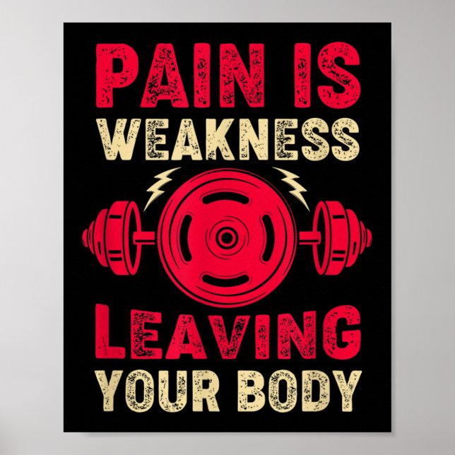 Poster Pain Is Weakness Leaving Your Body &amp; Motivatio (Frente)