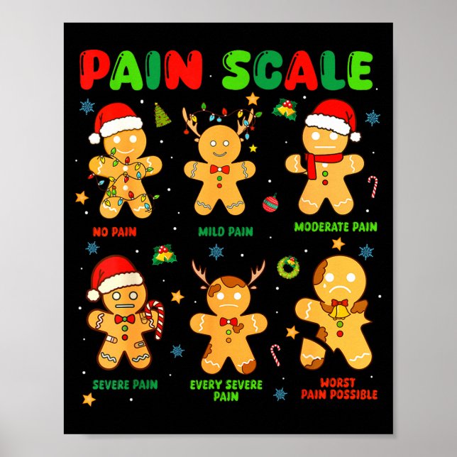 Poster Pain Scale Funny Gingerbread Man Christmas Nurse H (Frente)
