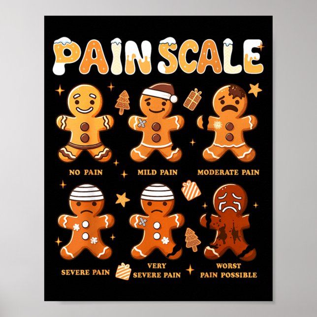 Poster Pain Scale Funny Gingerbread Man Christmas Nurse H (Frente)