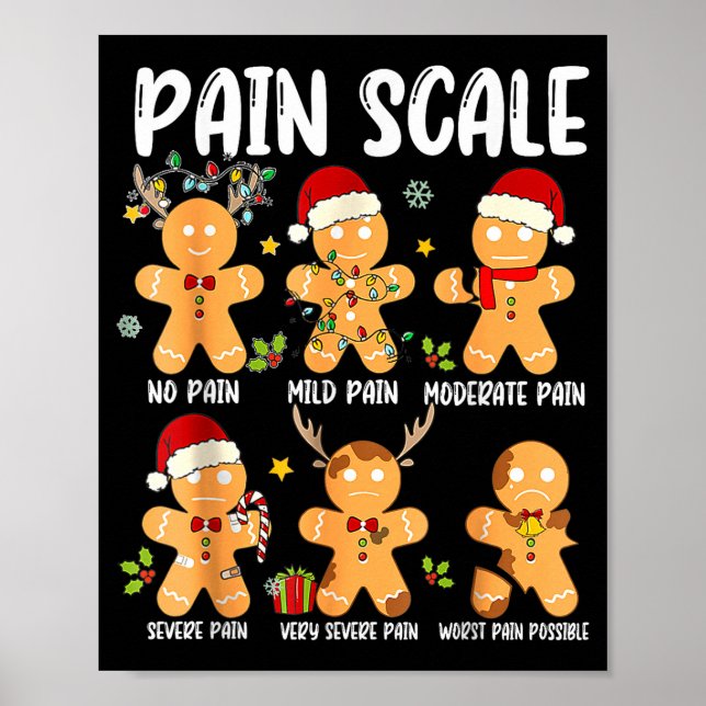 Poster Pain Scale Gingerbread Trauma Nurse Christmas Nurs (Frente)