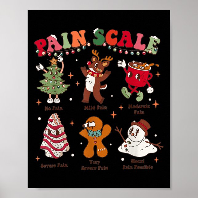 Poster Pain Scale Retro Christmas Nurse Triage And Pain E (Frente)