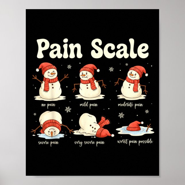 Poster Pain Scale Snowman Funny Nurse Christmas Icu Nurse (Frente)