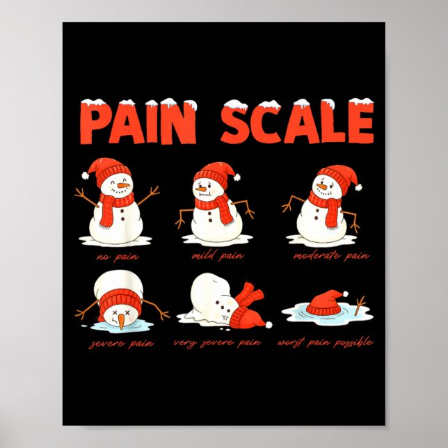 Poster Pain Scale Snowman Funny Nurse Christmas Icu Nurse (Frente)