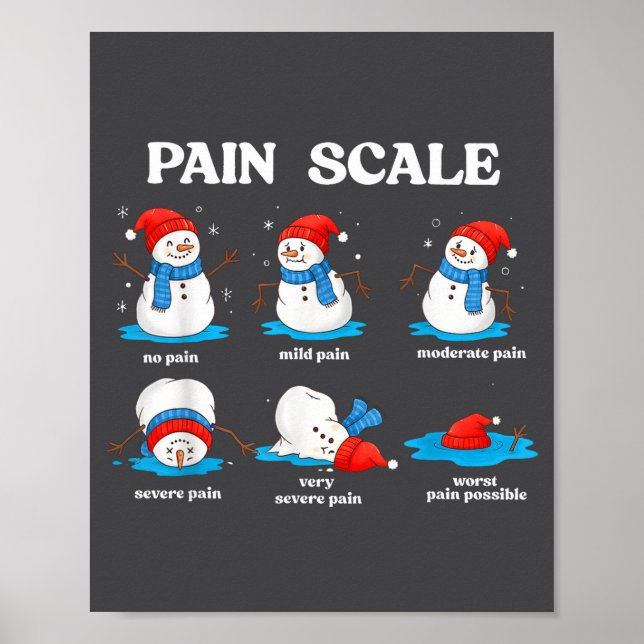 Poster Pain Scale Snowman Funny Nurse Christmas Men Women (Frente)