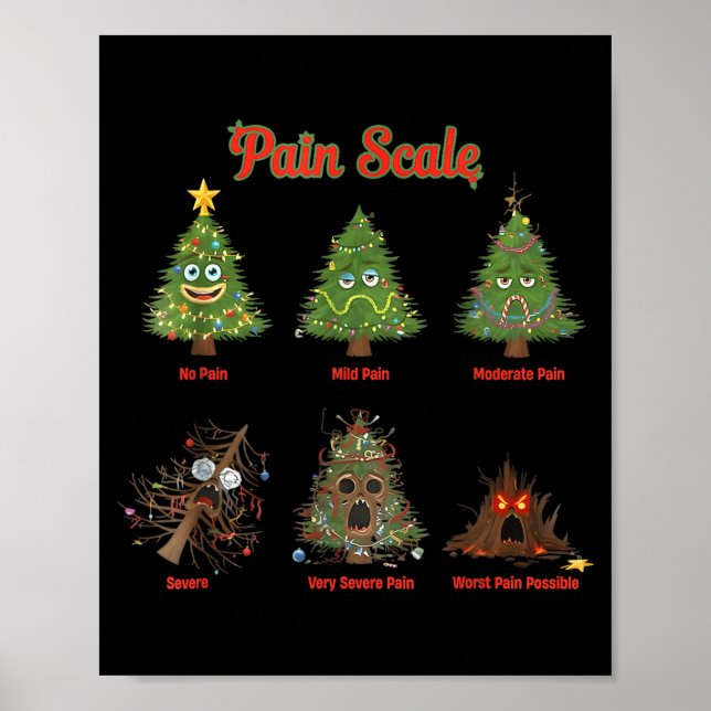 Poster Pain Scale Snowman Nurse Christmas Tree Snow Pajam (Frente)