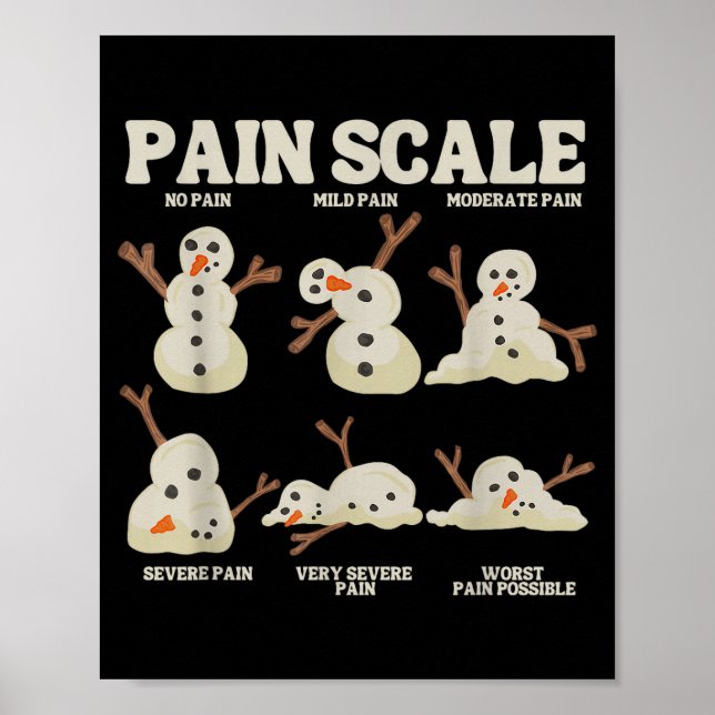 Poster Pain Scale Snowman Nurse Christmas Xmas Snow Pajam (Frente)