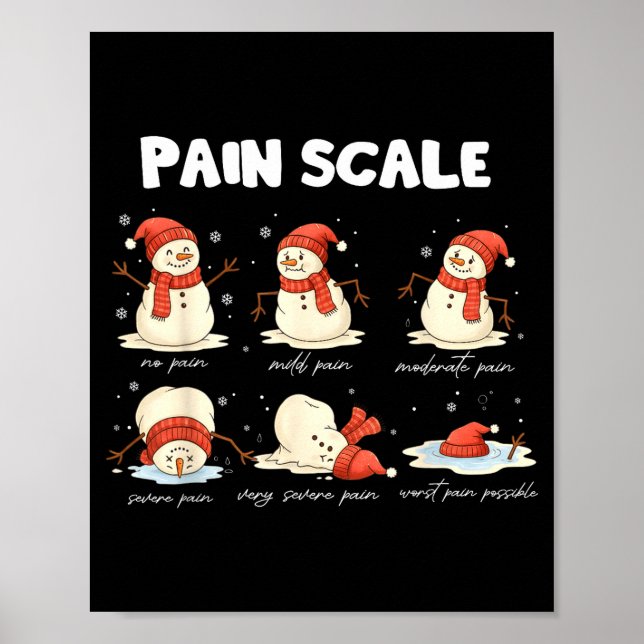 Poster Pain Scale Snowman Nurse Christmas Xmas Snow Pajam (Frente)