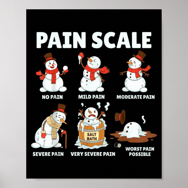 Poster Pain Scale Snowman Xmas Funny Nurse Christmas Icu  (Frente)