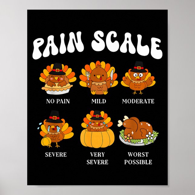Poster Pain Scale Turkey Pain Essment Trauma Nurse Thanks (Frente)