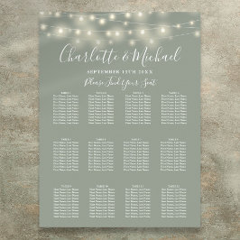 Poster Painel de Assentos de Casamento com Luzes de Corda