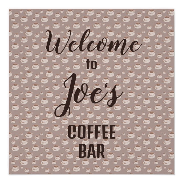 Pôster Painel de Café Personalizado para Barra de Café (Frente)
