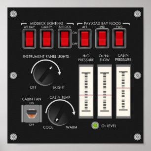 Poster Painel de Controle Ambiental e Luzes do Shuttle de