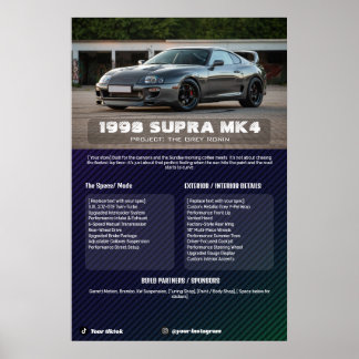 Poster Painel de Especificações de Exposição de Carro Tot
