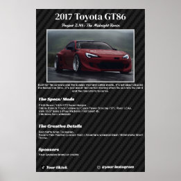 Poster Painel de Especificações de Exposição de Carro Tot