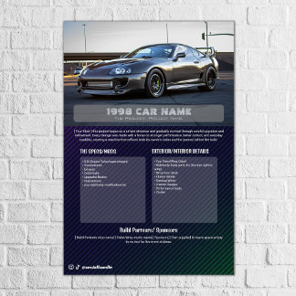 Poster Painel de Especificações de Exposição de Carros co