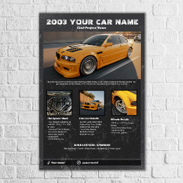 Poster Painel de Especificações de Exposição de Carros Mú
