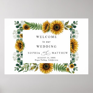 Poster Painel de Espuma para Casamento Girassóis Rústicos