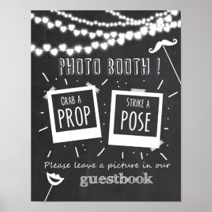 Pôster Painel de foto para casamento em quadro-negro
