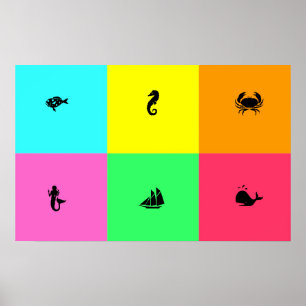 Poster Painel de Glow_six do oceano, multi-cor,