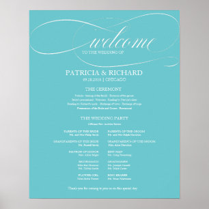 Poster Painel de Programa de Cerimônia de Casamento Azul 