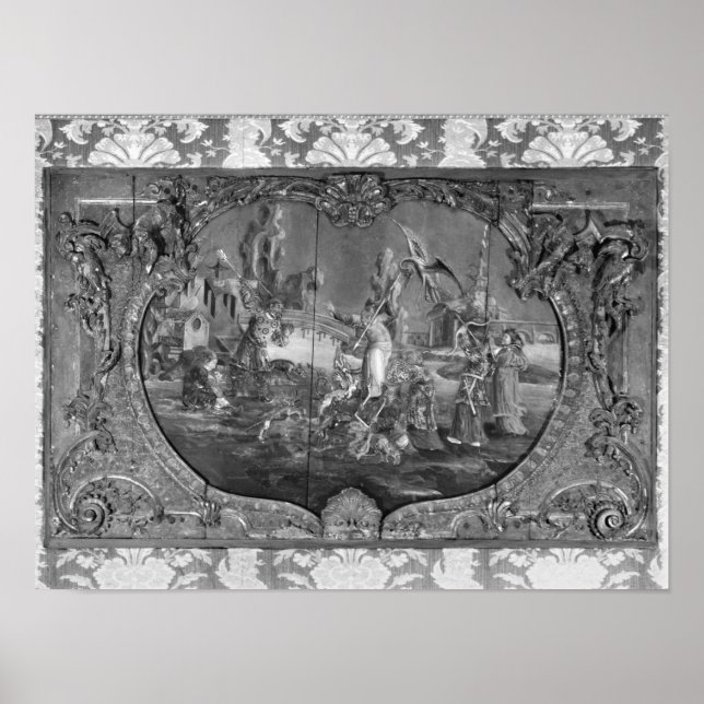 Pôster Painel exterior com assunto chinês, c.1730 (Frente)