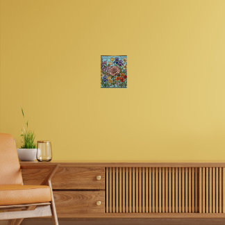 Poster Painel Floral de Vidro Colorido Jardim Florido
