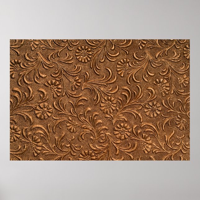 Poster painel floral em relevo, cobre (Frente)