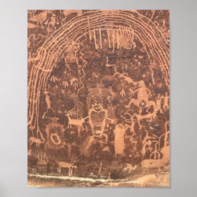 Poster Painel Nativo Americano Petroglicphs Rochester (Frente)