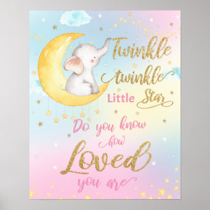 Poster Painel para Berçário Whimsical Twinkle Twinkle Lit