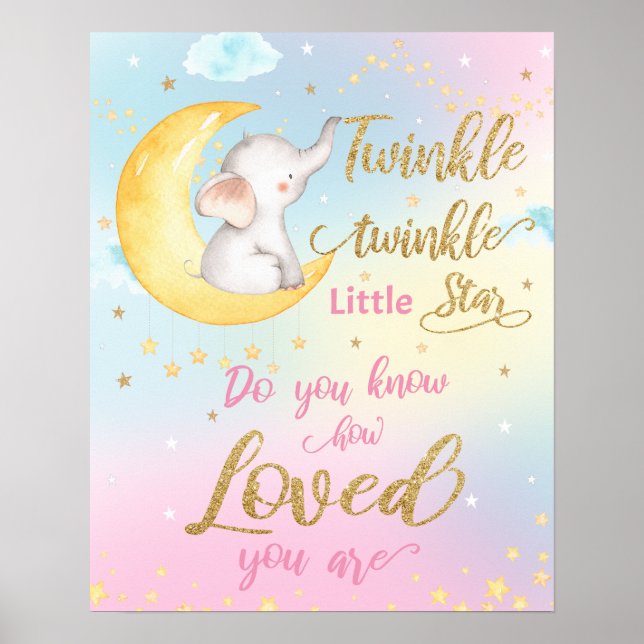 Poster Painel para Berçário Whimsical Twinkle Twinkle Lit (Frente)