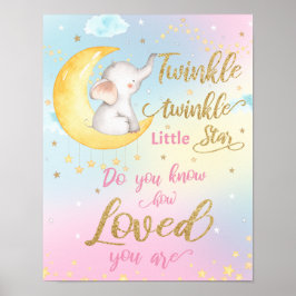 Poster Painel para Berçário Whimsical Twinkle Twinkle Lit