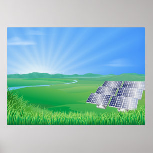 Poster Painel Solar Ecológico na Paisagem