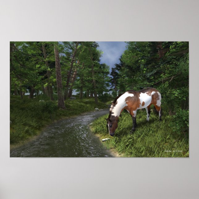 Poster Paint Horse by the Forest Stream (Frente)