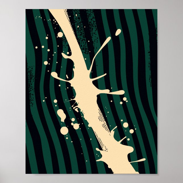 Poster Paint Splash on Green and Black Wavy Background (Frente)