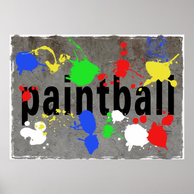 Poster Paintball Splatter on Concrete Wall (Frente)
