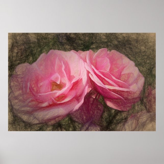 Poster Painted pink roses (Frente)