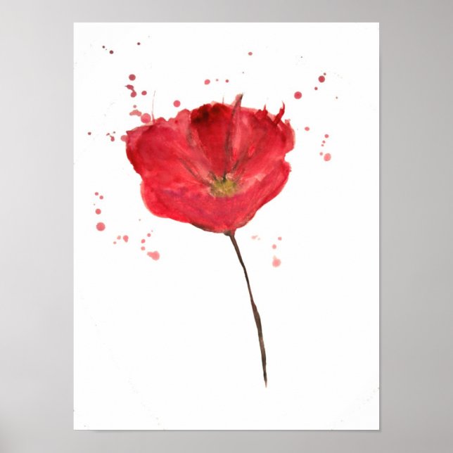 Poster Painted watercolor poppy flower (Frente)