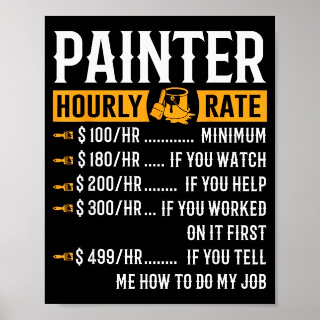 Poster Painter Hourly Rate Funny Painter  (Frente)
