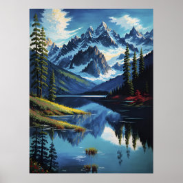 Poster Paintin Gerado Pelo Lago Colorful Mountain Nature