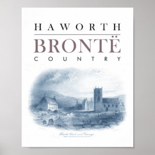 Poster País de Bronte com Igreja Haworth e Parsonage
