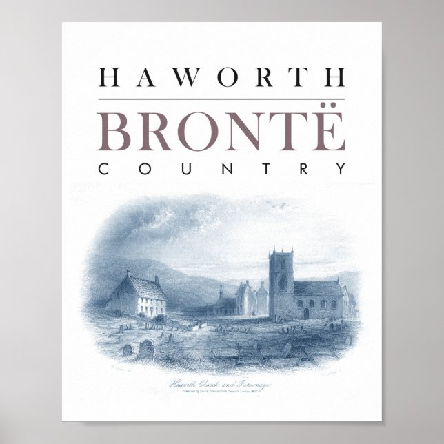 Poster País de Bronte com Igreja Haworth e Parsonage (Frente)