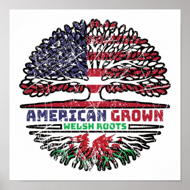 Poster País de Gales Welsh EUA EUA EUA EUA Árvore dos Est (Frente)