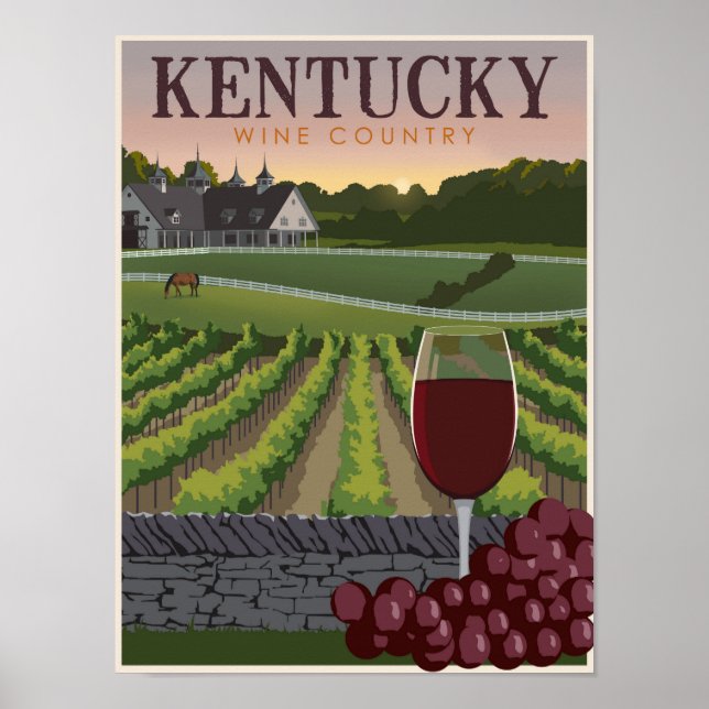 Poster País de vinho do Kentucky (Frente)