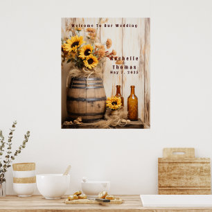 Poster País Ocidental Girassóis Whiskey Barrel Bem-vindos