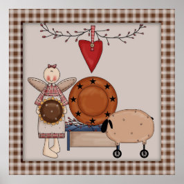 Poster País Primitivo Ovinos e anjos de girassol