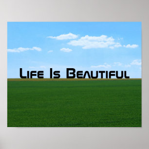 Pôster Paisagem "A vida é bonita" personalizável