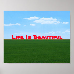 Pôster Paisagem "A vida é bonita" personalizável
