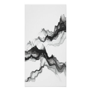 Pôster Paisagem abstrata de picos de montanhas em lavagem
